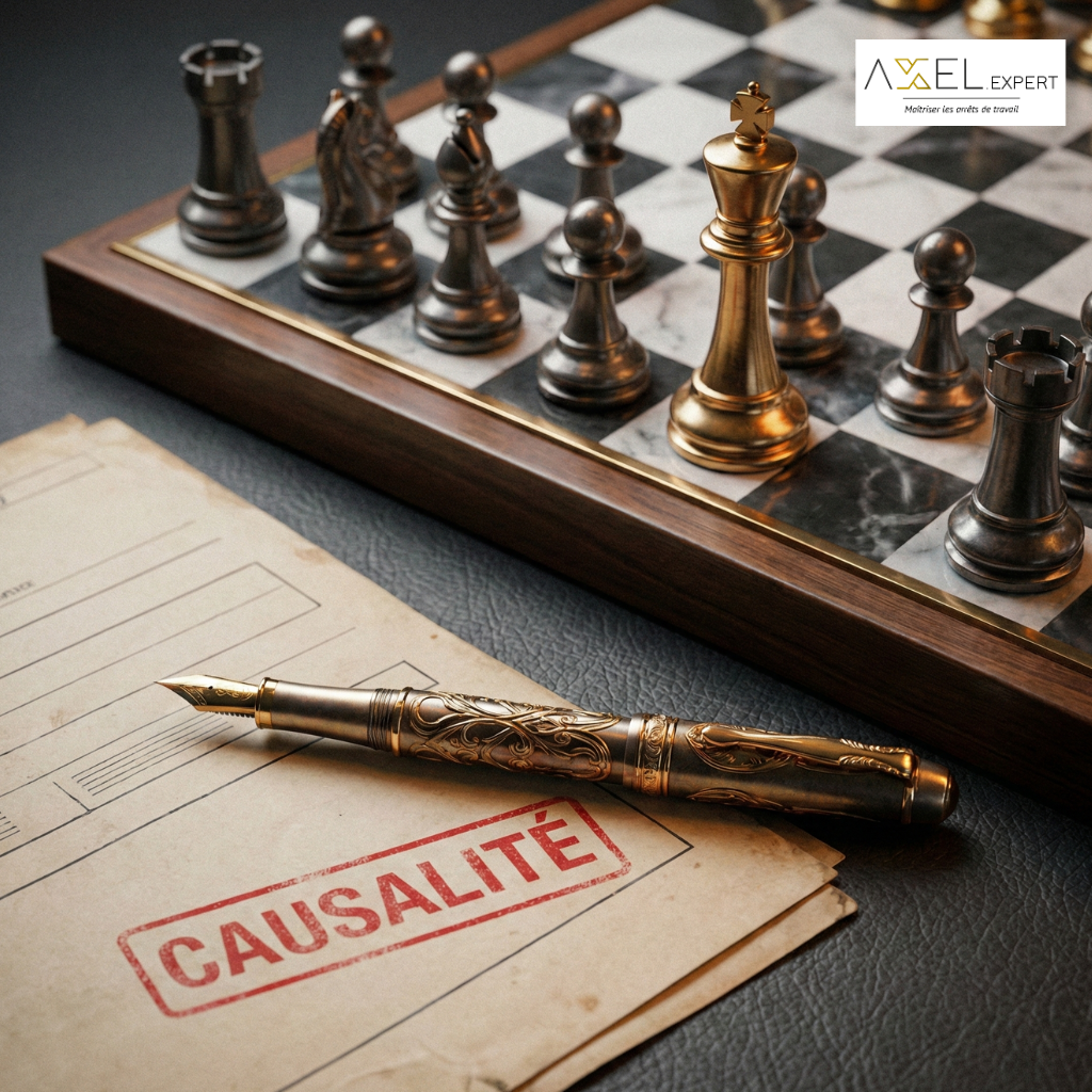 Gros plan artistique d'un stylo plume sur un dossier médical, symbolisant la défense stratégique de l'employeur face à un malaise au travail.