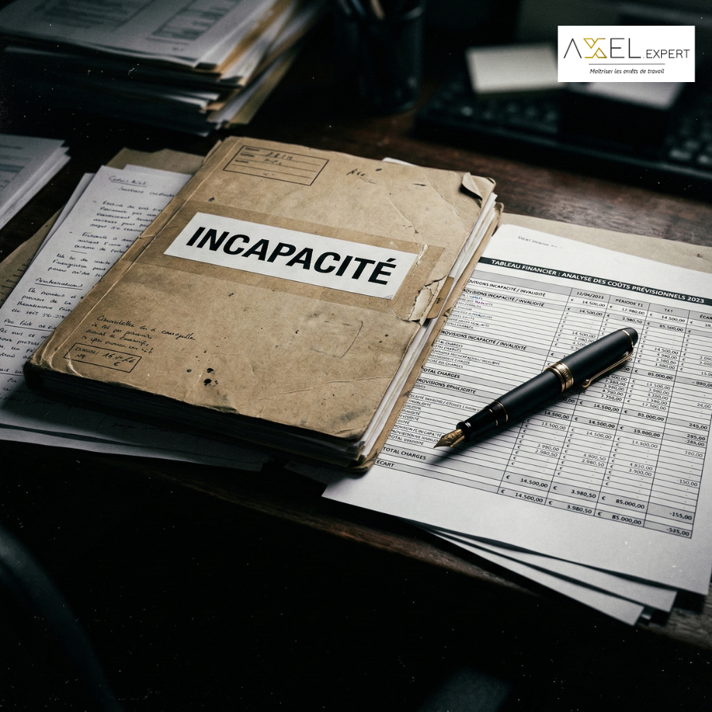 Analyse technique d'un dossier d'incapacité permanente AT-MP montrant un coût de 65 000 euros pour la trésorerie entreprise.